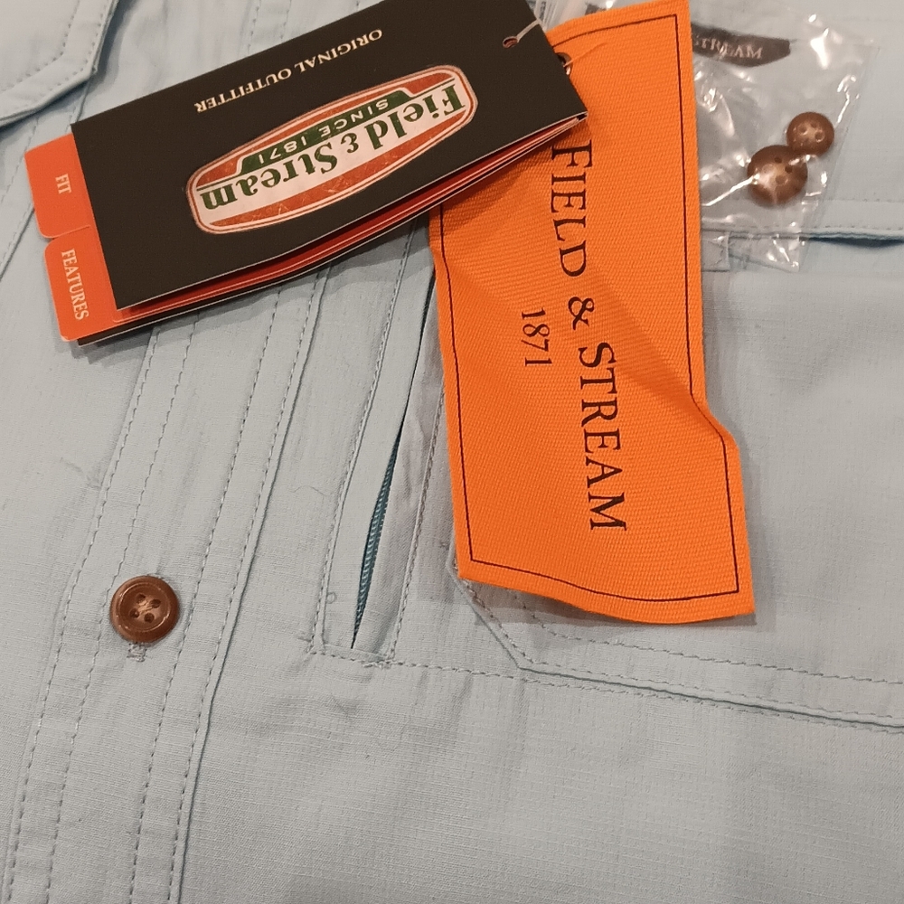 Field &Stream Aqua Fishing Short Sleeve Shirt Size L